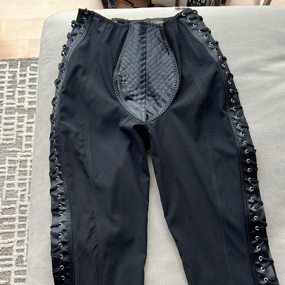 New JEAN PAUL GAULTIER x Lotta Volkova Lace-up Satin & Mesh Leggings Size 38 FR - Picture 5 of 10